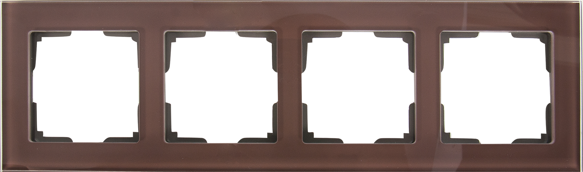 17781632 Рамка для розеток и выключателей 4 поста стекло цвет коричневый Favorit STLM-0008580 WERKEL