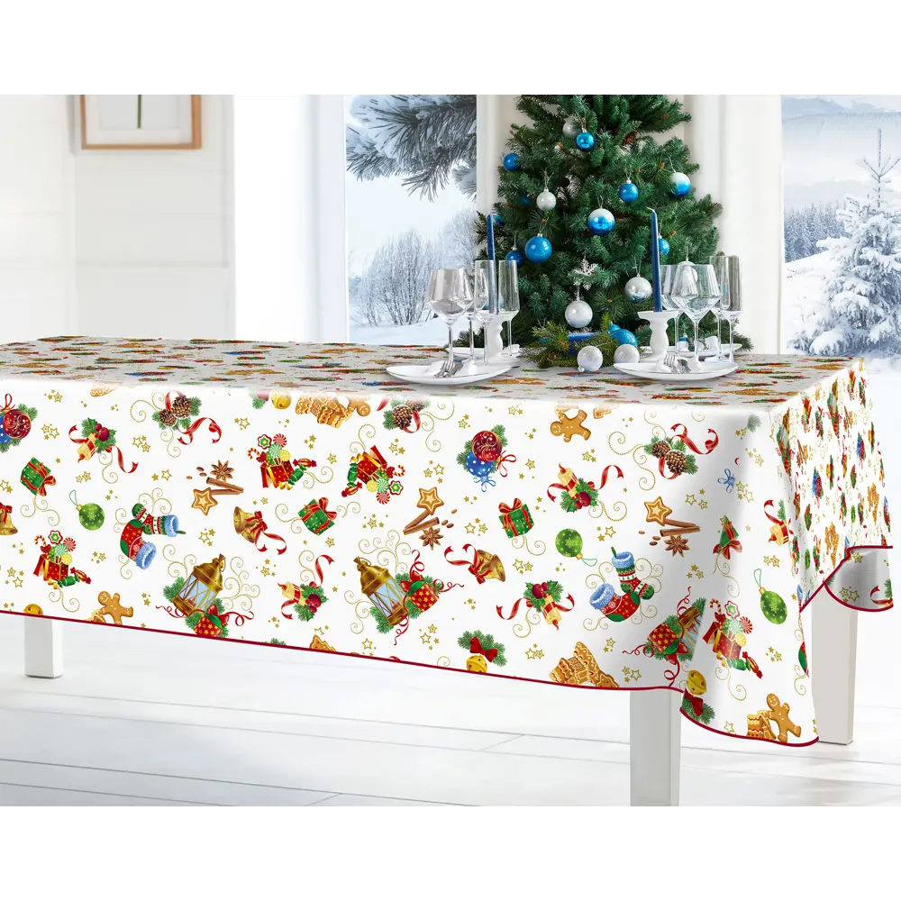 Скатерть «Новый год» прямоугольная 160x135 см цвет белый Santreyd Мажор STLM-2080224