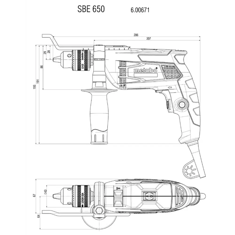 Дрель ударная Metabo SBE 650, 600671850, 650 Вт STLM-2080956 - Вид №5