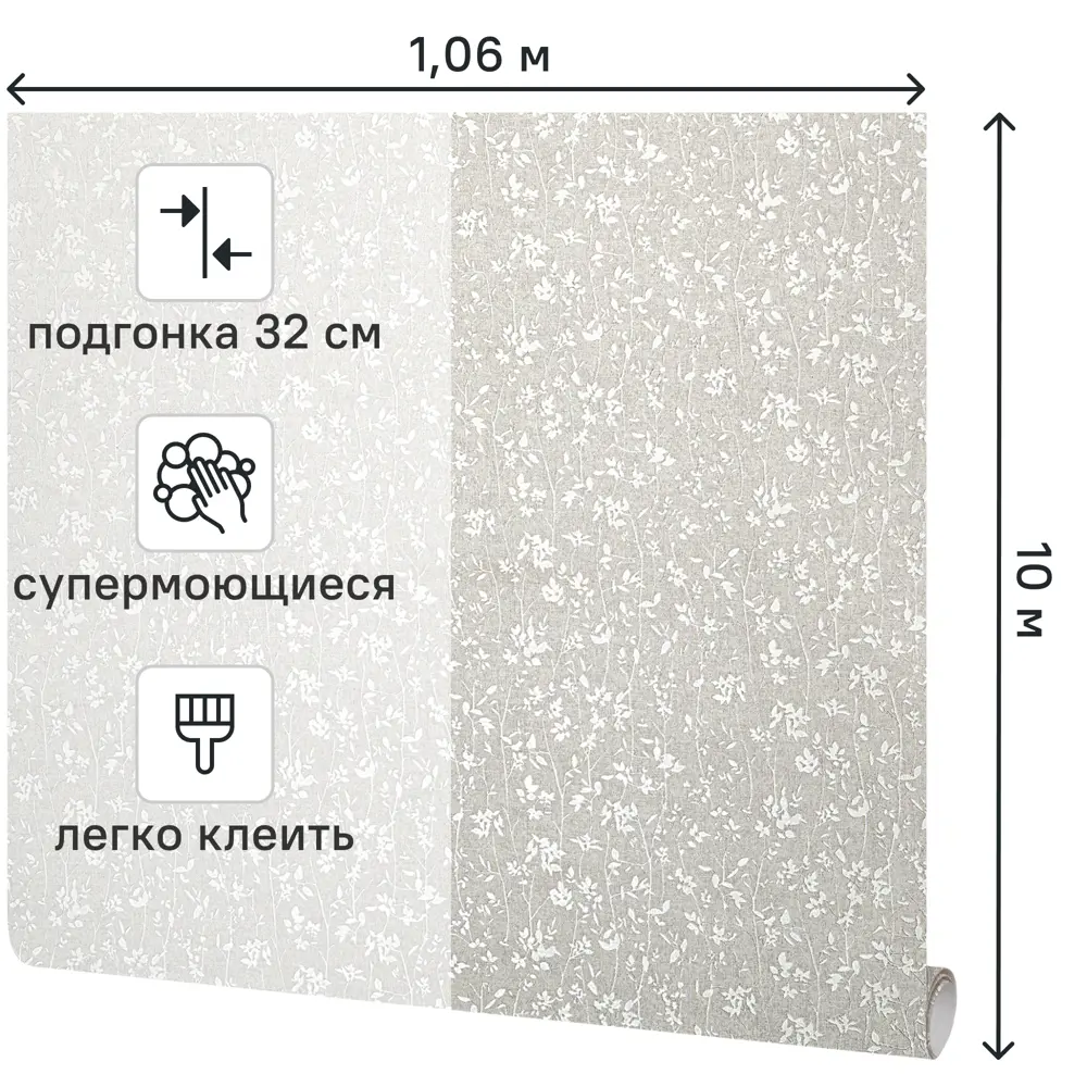 Обои флизелиновые Grandecolife Ferida темно-бежевые с цветочным рисунком в стиле кантри 89424229 STLM-1569199 - Вид №1