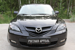 18253867 Накладки-реснички на передние фары для Mazda 3 хэтчбэк 2003-2008 г.в. (вариант 2) REM3-016900 Русская Артель