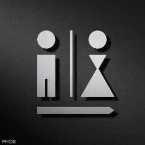 P0202 Туалет пиктограмма мужчины и женщины со стрелкой PHOS