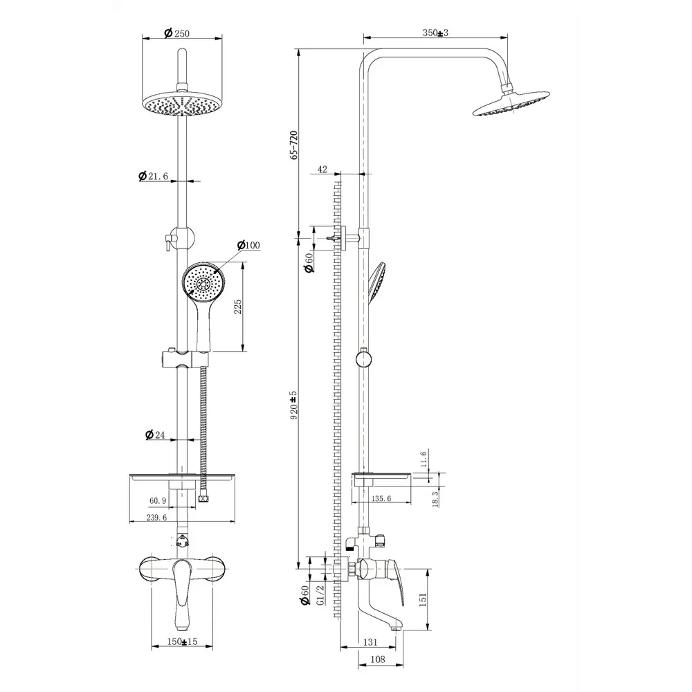 Душевая стойка Lemark LR0462C 2 режима STLM-2205077 - Вид №1