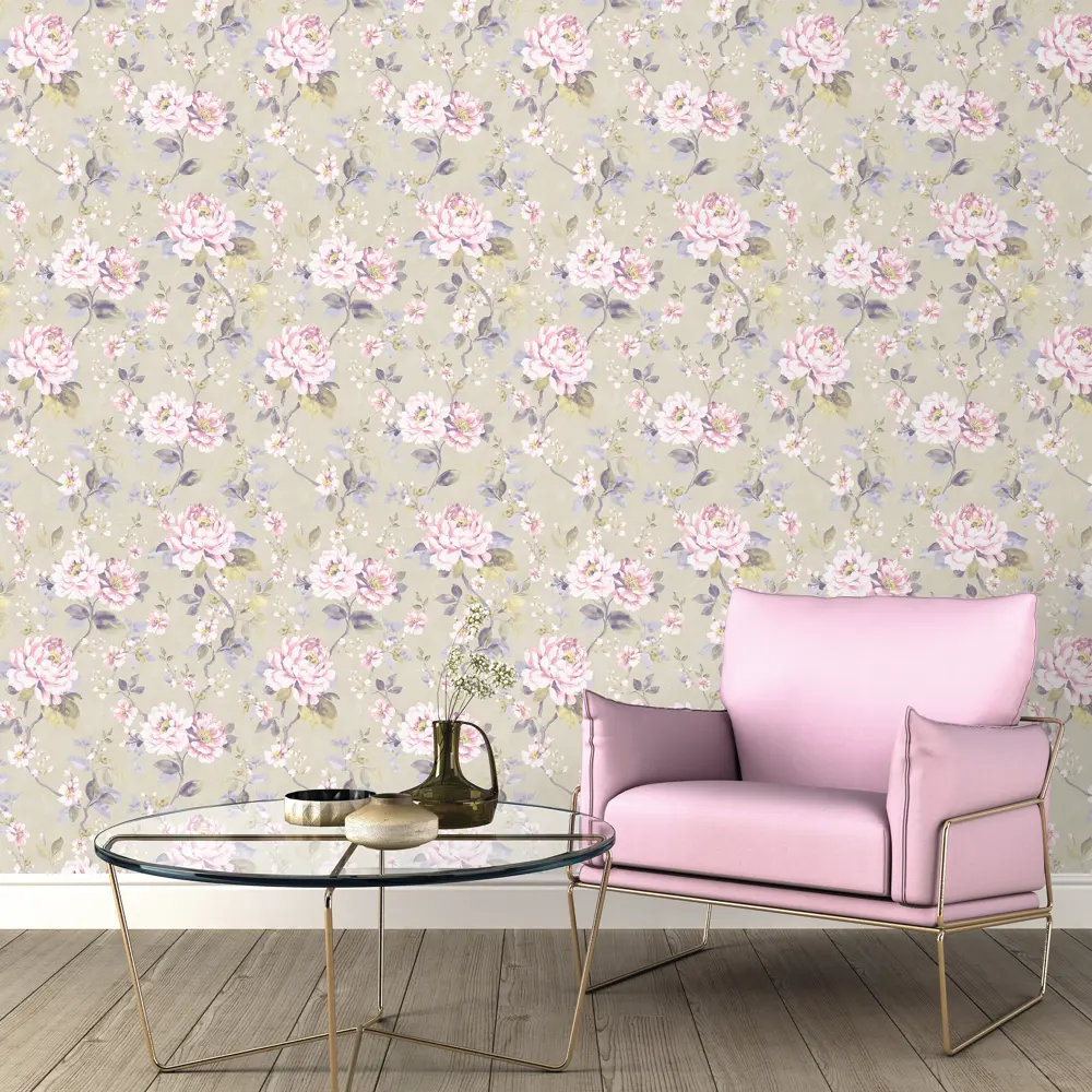 Обои флизелиновые Inspire Diego Flora бежево-розовые 1.06 м 643053 STLM-2210898 - Вид №2