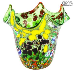 3268 ORIGINALMURANOGLASS Ваза "Венецианский ветер" - зелёная - Original Murano Glass OMG 15 см