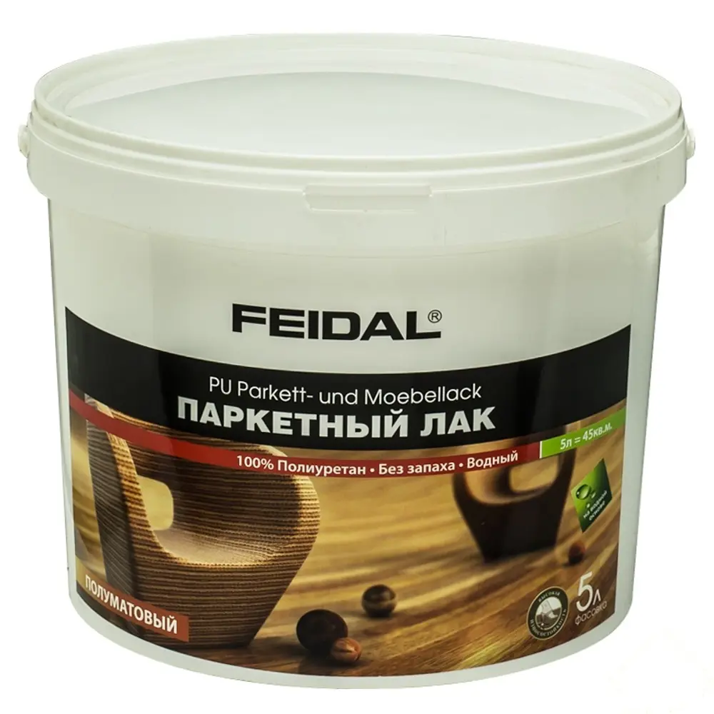 Лак паркетный полуматовый Feidal PU-Parket Mobellack 5 л STLM-2071978