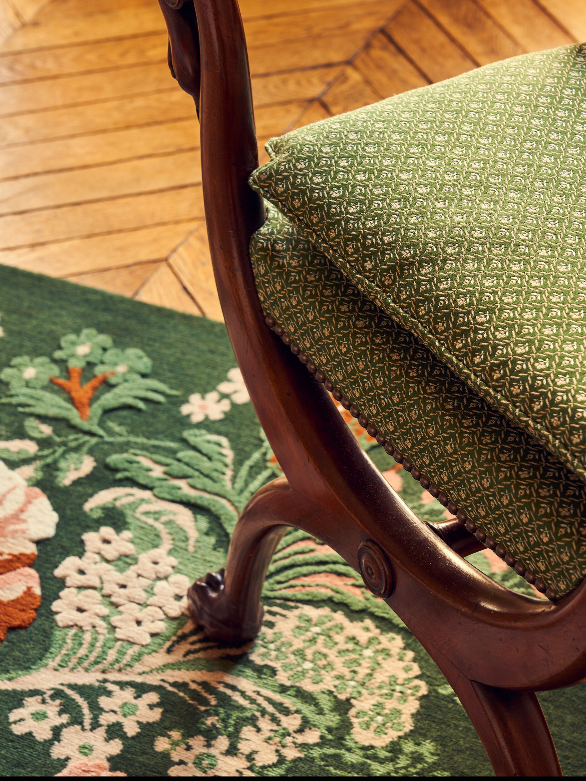 Изготовленный на заказ шерстяной прямоугольный цветочный ковер LELIEVRE Quenin-Belle Époque ARCH-00058485 - Вид №4