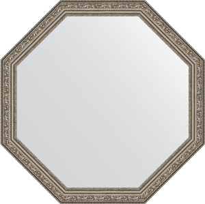 BY 3693 Зеркало в багетной раме - виньетка состаренное серебро 56 mm EVOFORM Octagon
