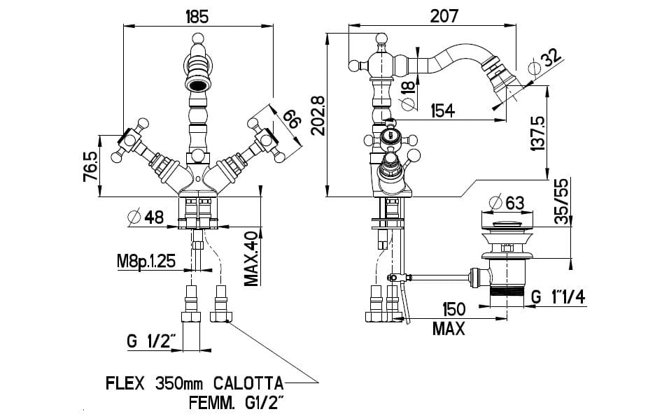 Смеситель для биде с одним отверстием Gaia Mobili Complements ARCH-00110317 - Вид №2
