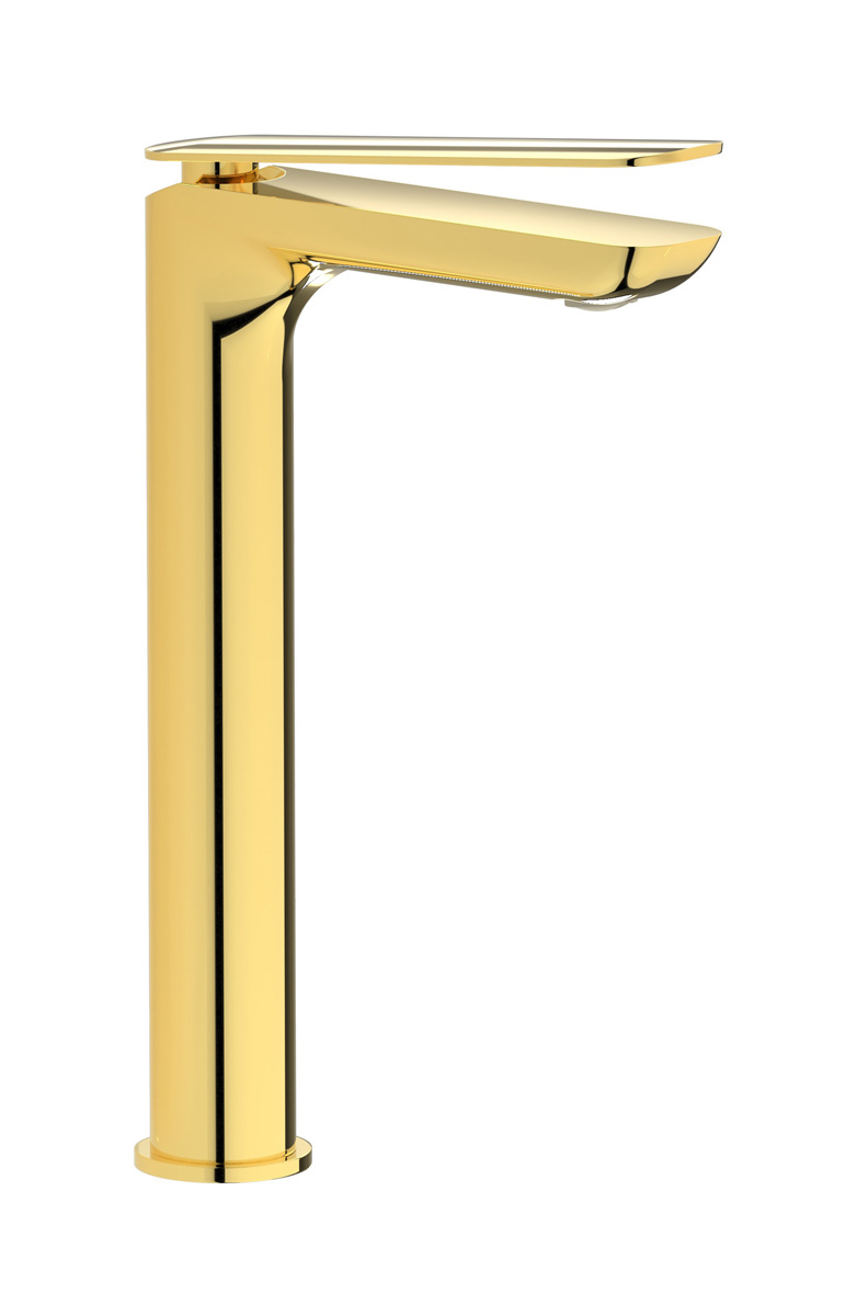 Высокий смеситель для раковины на 1 отверстие в комплекте с донным клапаном WE ARE IB k2202oo Gold K2