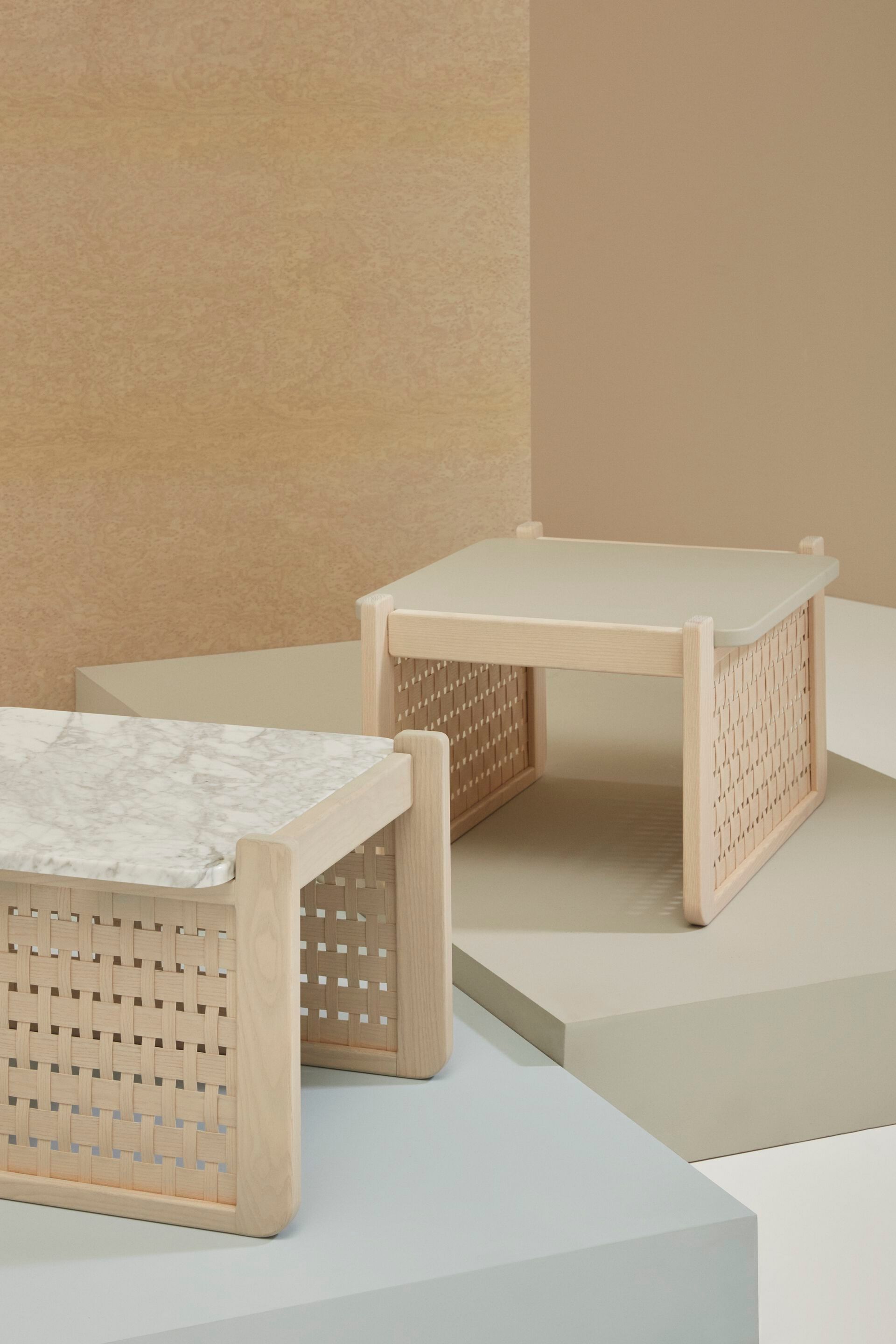 Квадратный журнальный столик из ясеня и мраморной столешницы Billiani Raquette ARCH-00111573 - Вид №3