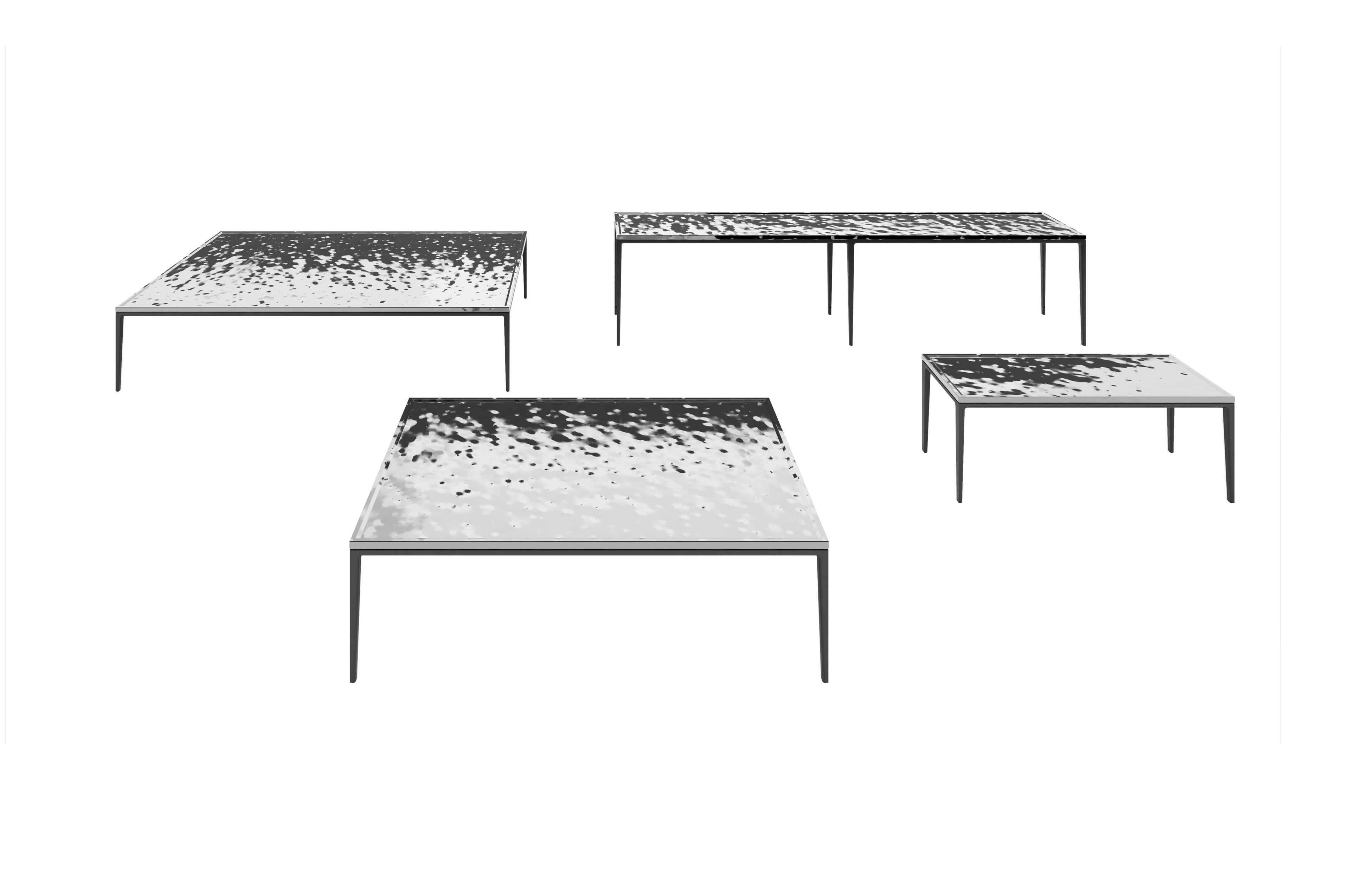 Низкий прямоугольный журнальный столик с кованой зеркальной стальной столешницей Maxalto Soleide ARCH-00052119 - Вид №2