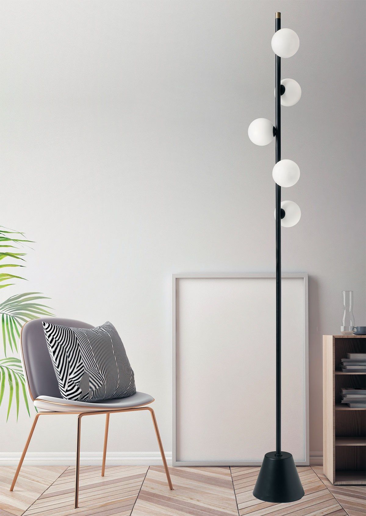 Торшер из металла и опалового стекла Miloox Pomì ARCH-00101332 - Вид №1