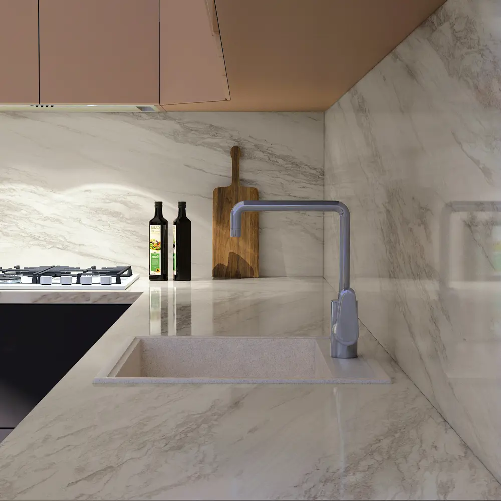 Столешница KONSENSA Стоун 240x80x3.8 см ДСП цвет бежевый ДСП Прямой угол STLM-2068303 - Вид №4