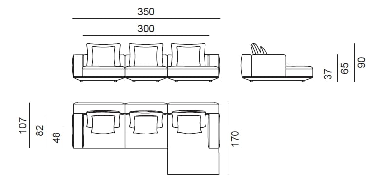 Тканевый диван с полуостровом Lebom LARGE ARCH-00056705 - Вид №1