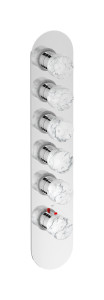 EUA512BONMR_1 Комплект наружных частей термостата на 5 потребителей - вертикальная овальная панель с ручками Marmo IB Aqua - 5 потребителей