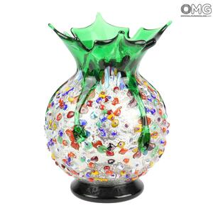 2159 ORIGINALMURANOGLASS Зелёная ваза Melody из муранского стекла 14 см