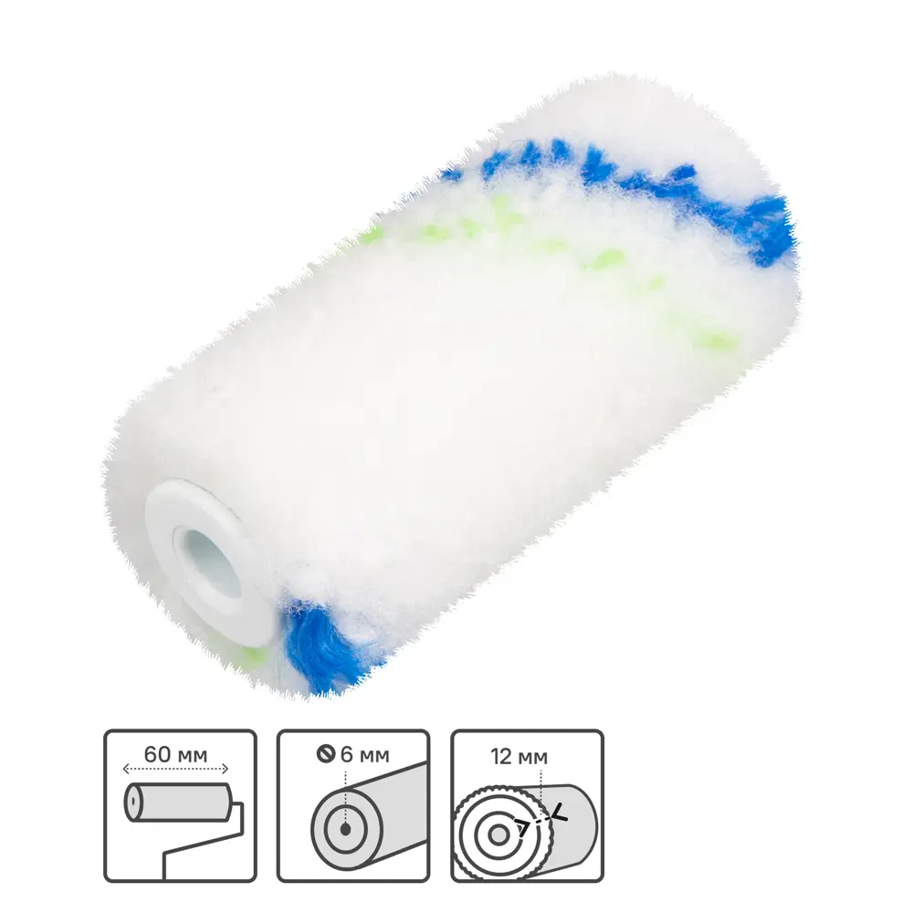 Мини-валик сменный для водных красок 60 мм Сибртех ворс 10 мм полиэстер под бюгель 6 мм STLM-2172127