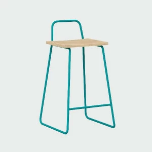 Барный стул с деревянным сиденьем бирюзовый Bauhaus WOODI  00-3966223 Голубой