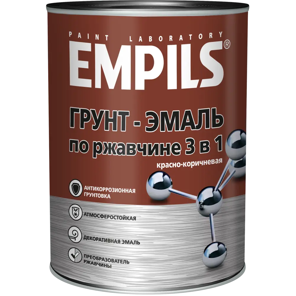 Грунт-эмаль по ржавчине 3в1 Empils PL гладкая цвет красно-коричневый 0.9 кг STLM-2097395 - Вид №1