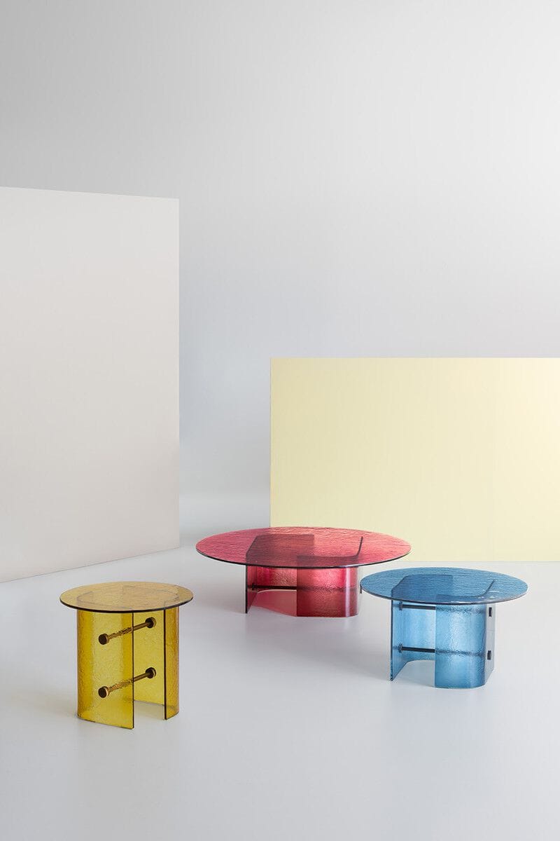 Круглый стеклянный журнальный столик Potocco Double L Glaze ARCH-00006922