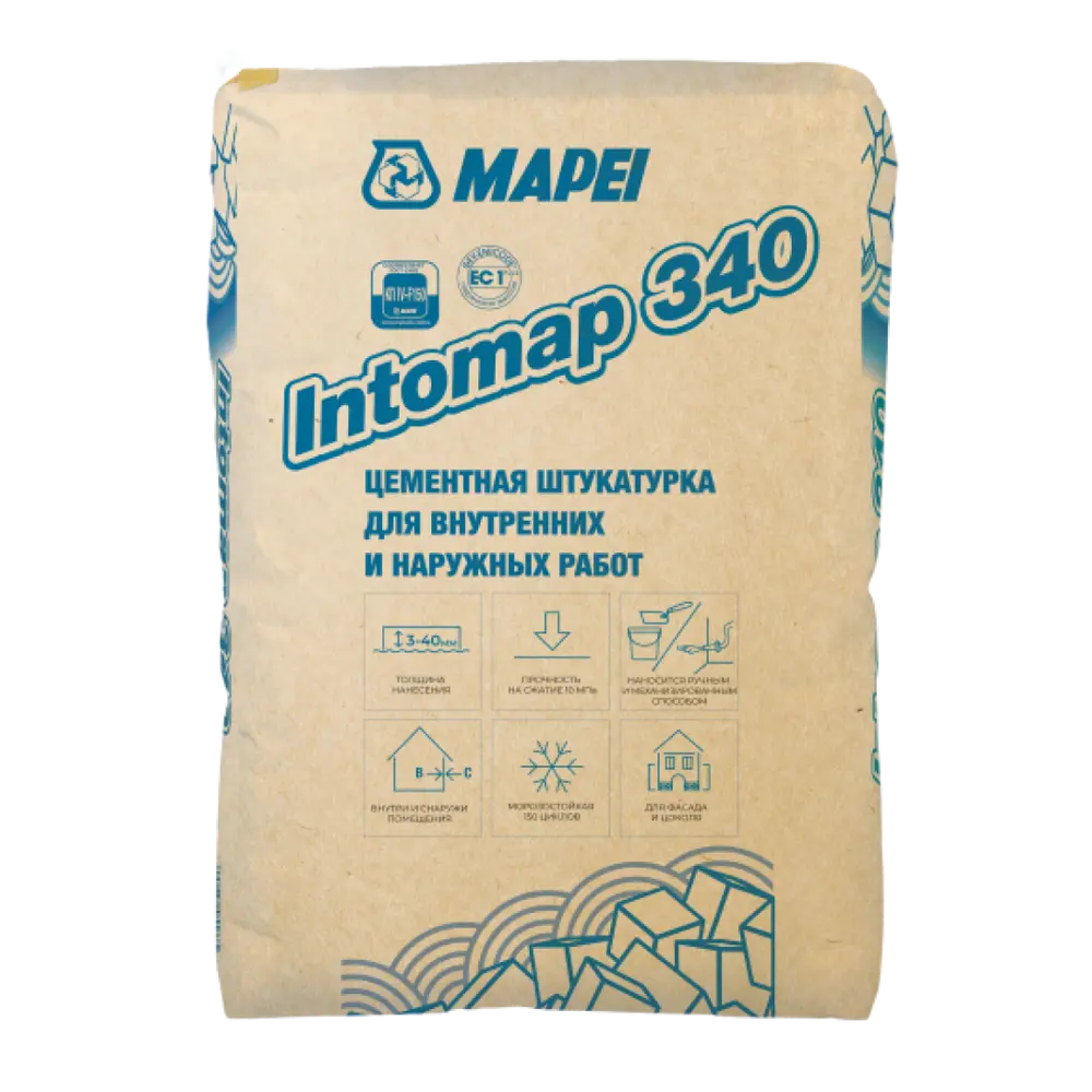 Цементная штукатурка Mapei Intomap 340 25 кг