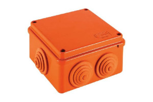 16418596 Огнестойкая коробка JBS100 E110, о/п 100х100х55, 6 выходов, IP55, 3P, цвет оранжевый 43007HF Экопласт