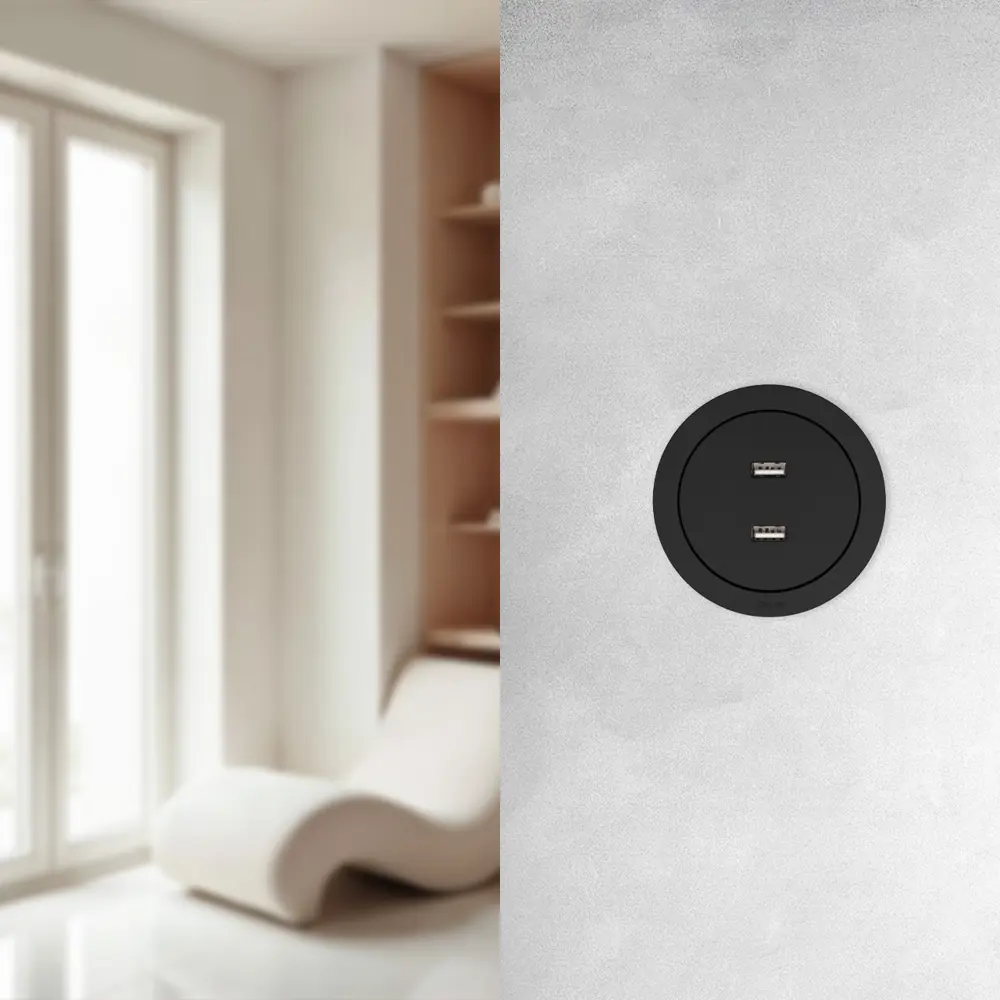 Розетка двойная USB встраиваемая Osen цвет черный LEZARD STLM-2056741 - Вид №4