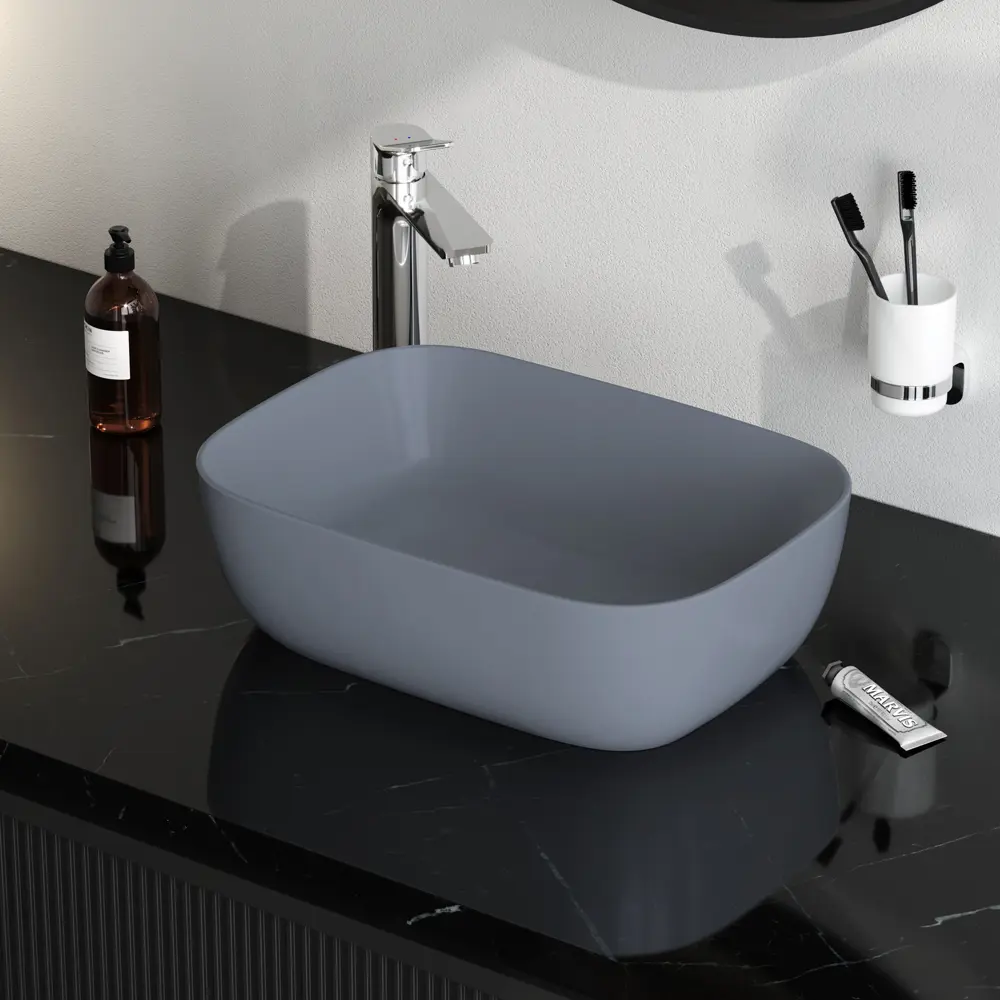 87021103 Раковина AM.PM Struktura накладная 45 см матовая керамика цвет серый STLM-0072802 - Вид №3