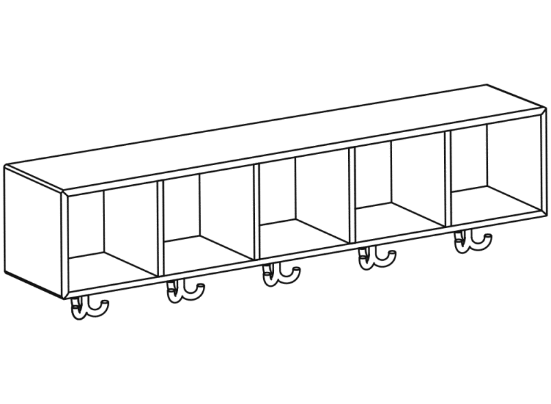 M20.02.001 Модуль ряда, 5 мест с тройным крюком HEWI Kids - Вид №3