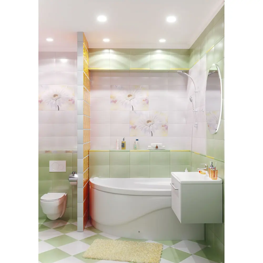 Плитка настенная Gerbera 20x30 см 1.2 м² цвет фисташковый Santreyd STLM-2106439 - Вид №1