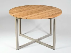 Sachi Круглый обеденный стол из алюминия и дерева Spikes