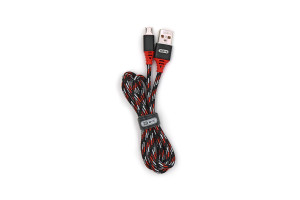 17858683 USB-кабель AM-microBM 1 метр, 2.4A, тканевый, черно-красный, 23750-BL-690mBKR BYZ
