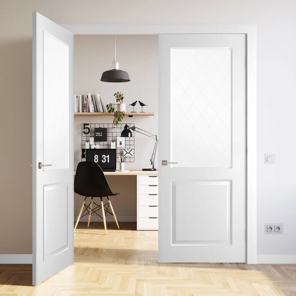 Комплект двери Австралия со стеклом 60x200 см эмаль белый с добором 100 мм BELWOODDOORS STLM-2111700 - Вид №3