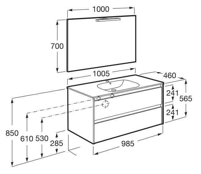 Деревянный подвесной умывальник с зеркалом Roca Tenet ARCH-00017622 - Вид №8
