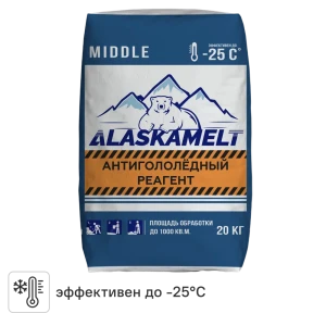 Противогололедные реагенты Alaskamelt Middle комбинированные 20 кг