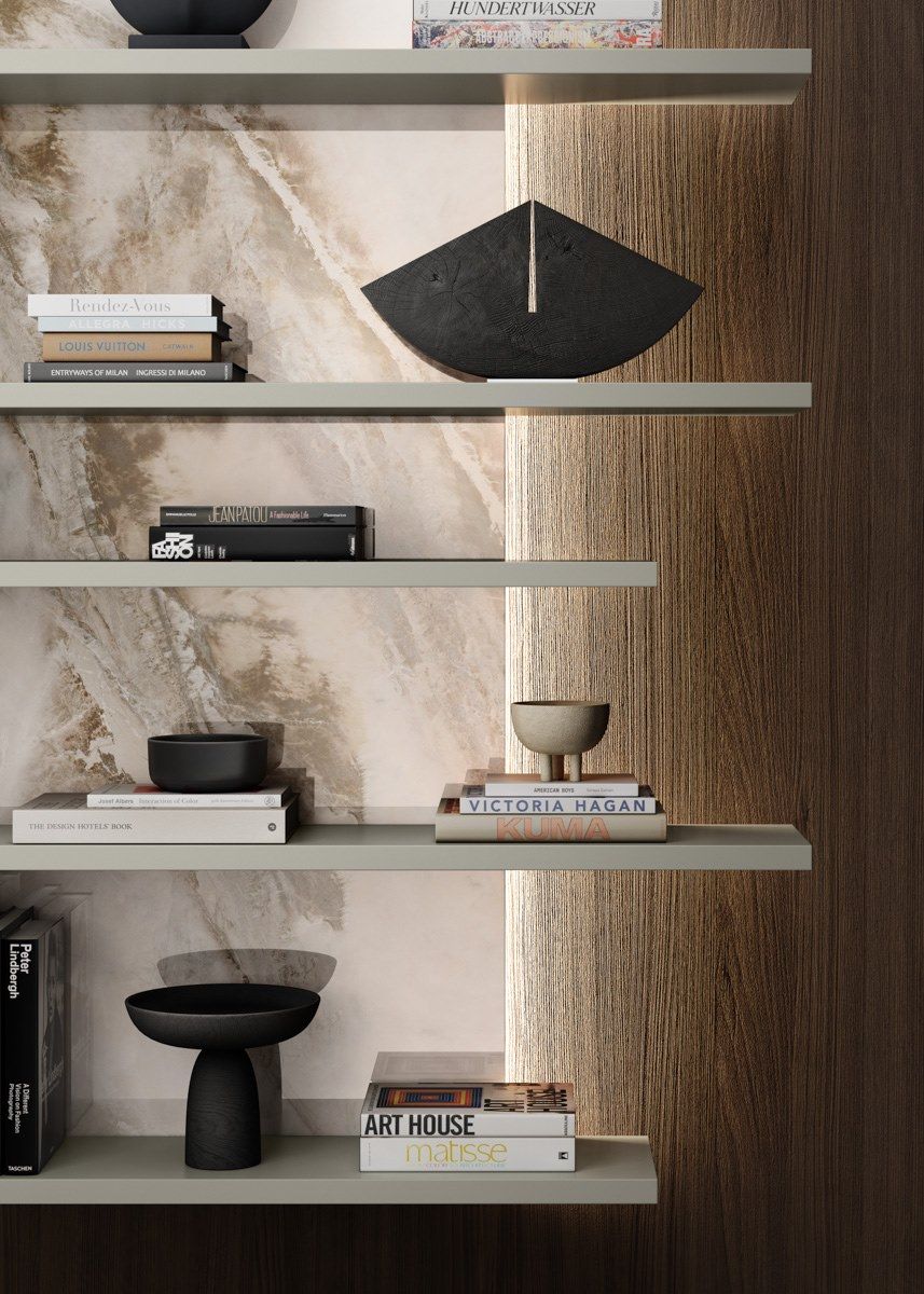 Деревянный подвесной книжный шкаф с освещением Lago PENTAGRAM - 1451 ARCH-00038821 - Вид №1