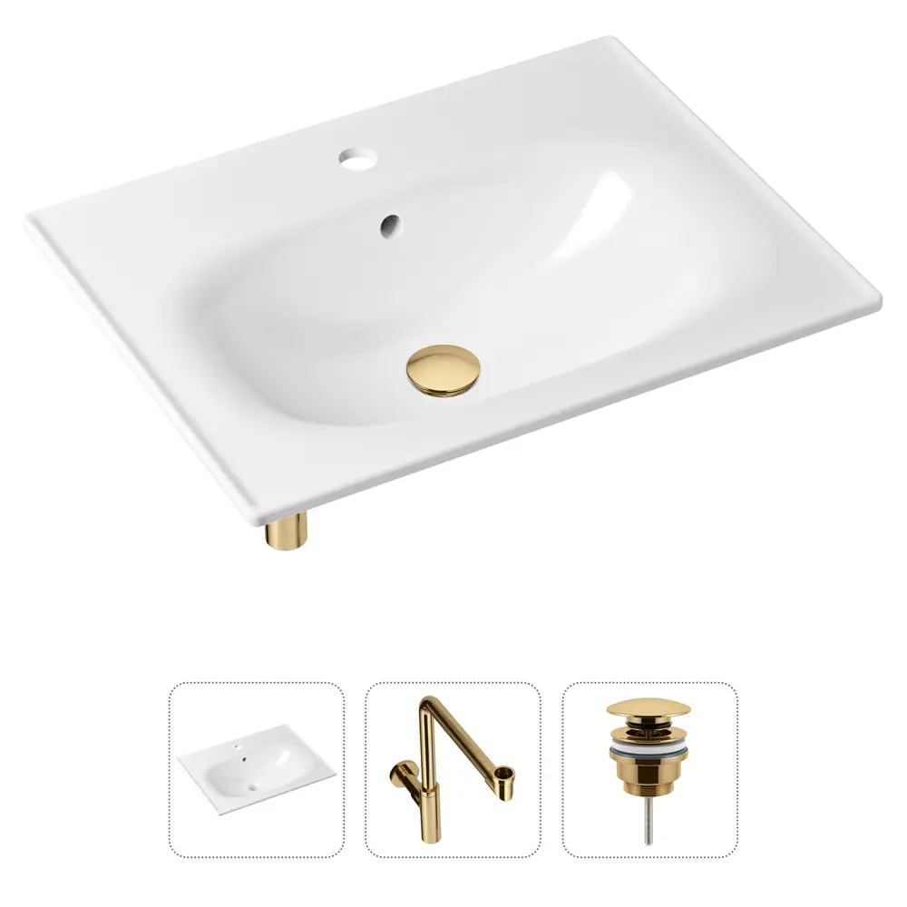 Врезная раковина Lavinia Boho Bathroom Sink 21520482 фарфор 60 см с донным клапаном и металлическим сифоном