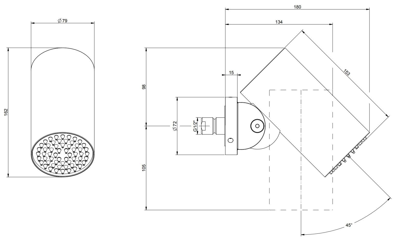 Стальная регулируемая настенная душевая головка Gessi Messi316 ARCH-00016912 - Вид №2