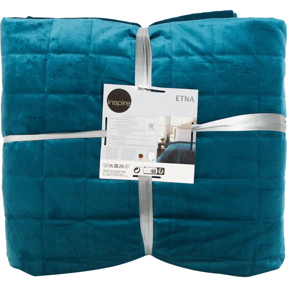 Покрывало Inspire Velvet Etna 220x240 см полиэстер цвет бирюза STLM-2167047 - Вид №2