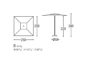 Полиэстер квадратный зонтик Varaschin Amalfi ARCH-00015455 - Вид №1