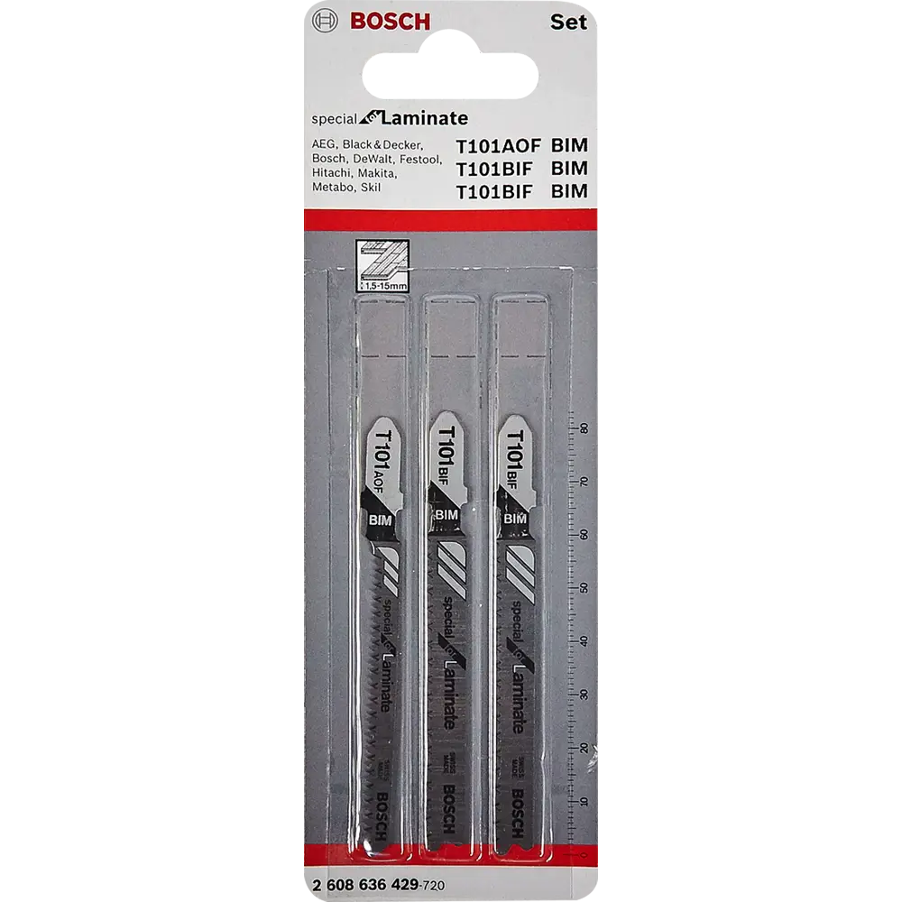 Набор пилок для лобзика по ламинату Bosch T101BIF/T101AOF, 3 шт BOSCH PROFESSIONAL STLM-2055429 - Вид №3