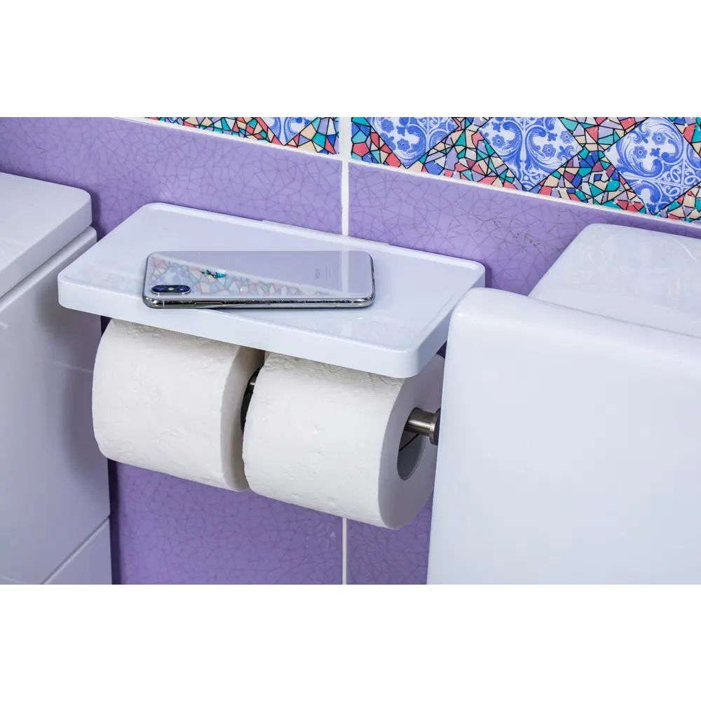 Полка для ванной комнаты 24.5х13 см с держателем для туалетной бумаги BRISSEN Без серии STLM-2030167 - Вид №6