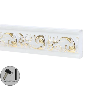 Молдинг настенный полистирол Decomaster 157-54 бело-золотой 14х30x2000 мм