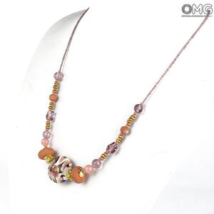 3772 ORIGINALMURANOGLASS Ожерелье Диана - розовое - Original Murano Glass OMG 50 см