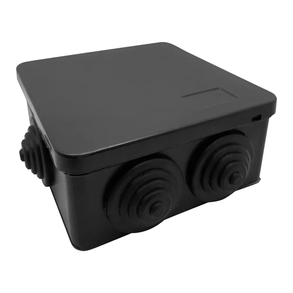 Распределительная коробка открытая LEXMAN D 100x100x55 мм 6 вводов IP55 цвет черный STLM-2034817