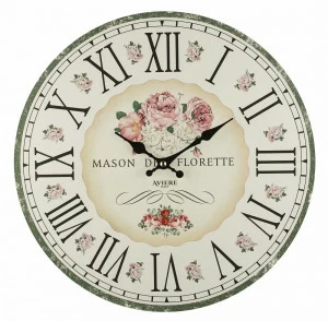 Часы настенные деревянные 35 см бежевые с розовым Aviere AVIERE ЦВЕТЫ 00-3872820 Бежевый;розовый