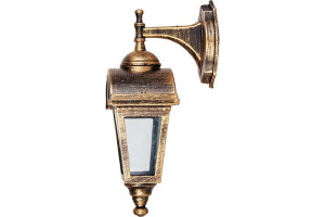 15594463 Садово-парковый светильник, четырехгранный на стену вниз 60W E27 230V, черное золото PL4012 11395 FERON Византия