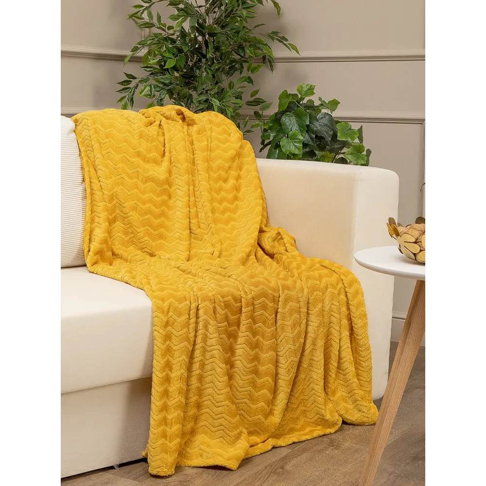 Плед Зигзаг 200x220 см фланель цвет охра TEXREPUBLIC STLM-2110125 - Вид №6