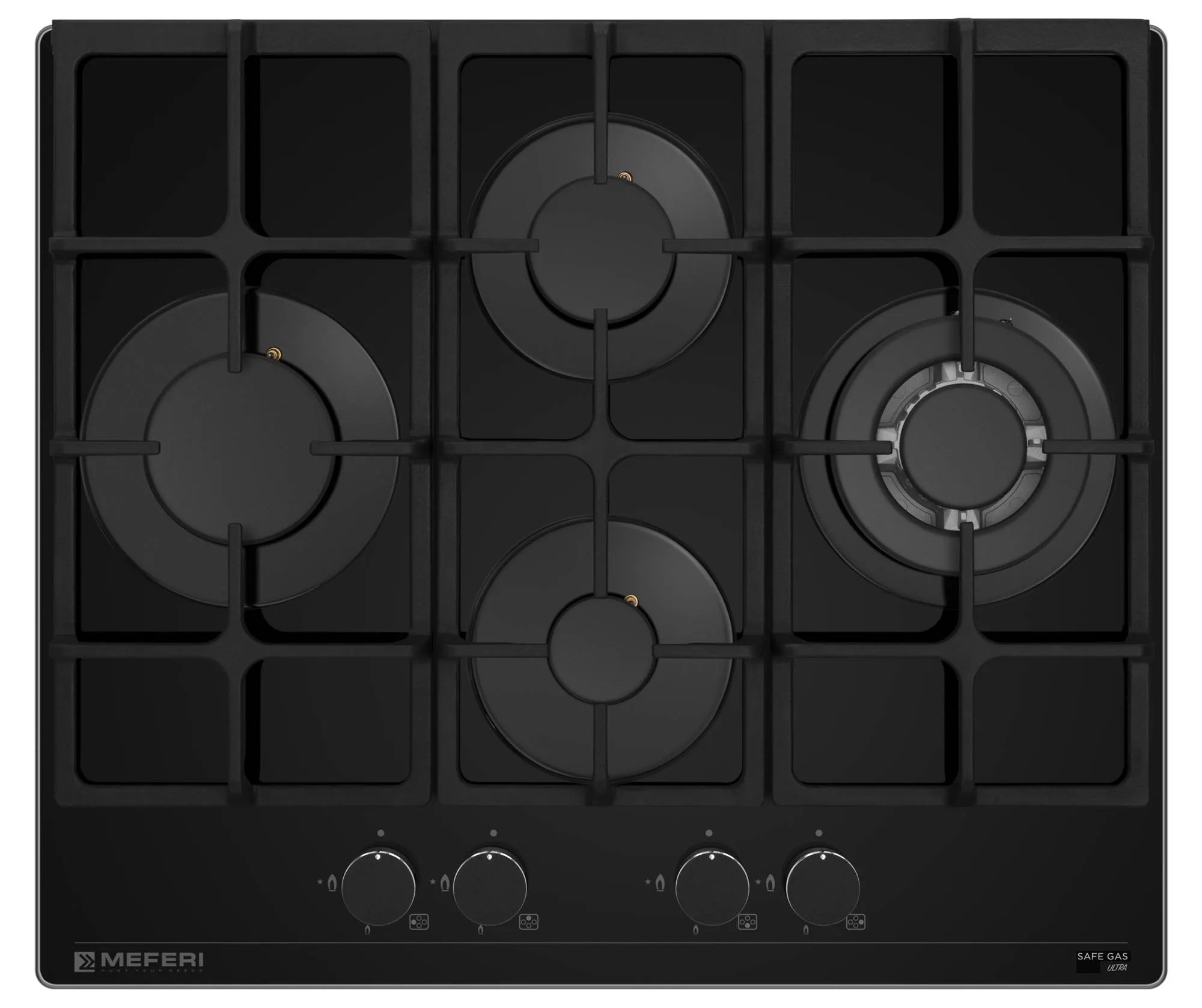 9168782 Газовая варочная поверхность Meferi MGH604BK GLASS ULTRA STDN-0037130